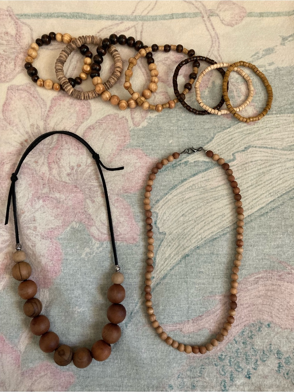 Handmade Wood Bead Bracelet & Necklace set - Natural Brown - Picture 14 of 14